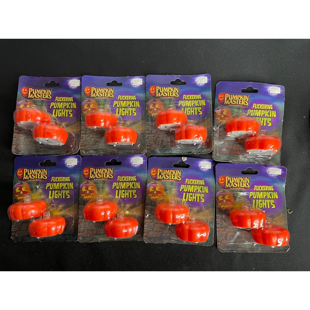 Pumpkin Masters Flickering Pumpkin Lights 8‎ Packs Lot Halloween LED Orange New